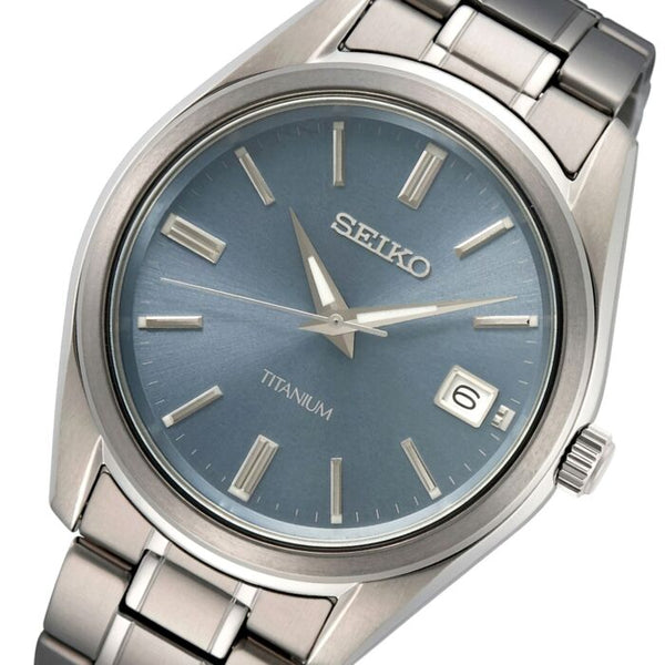 Seiko SUR371P1 Quartz Blue Dial Titanium Date Watch (SUR371P1)