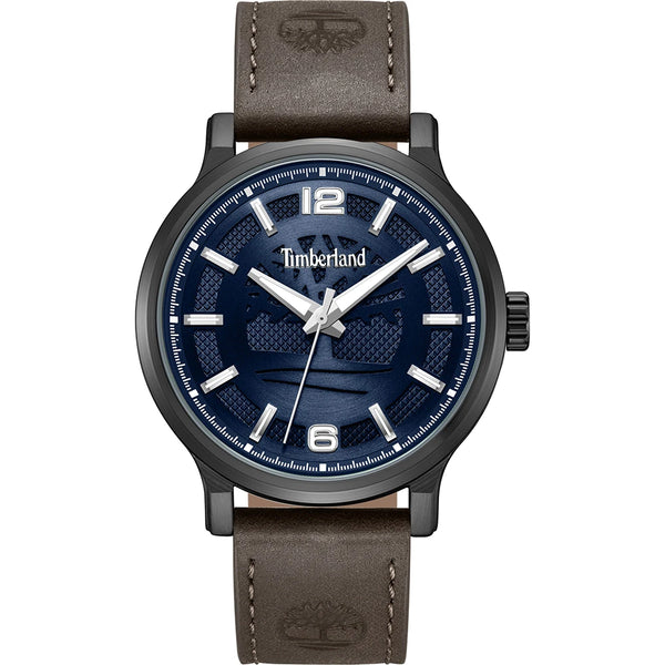 Timberland Driscoll Quartz Blue Dial Gunmetal Case Leather Strap Watch (TDWGA0094703)