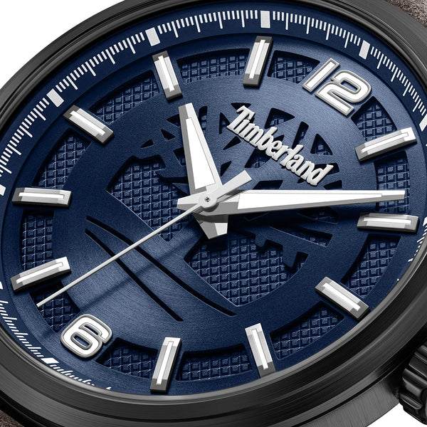 Timberland Driscoll Quartz Blue Dial Gunmetal Case Leather Strap Watch (TDWGA0094703)