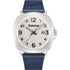 Timberland Actwell TDWGB0028601 quartz watch with 44mm stainless steel case white textured dial date display blue leather strap