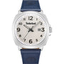 Timberland Actwell TDWGB0028601 quartz watch with 44mm stainless steel case white textured dial date display blue leather strap