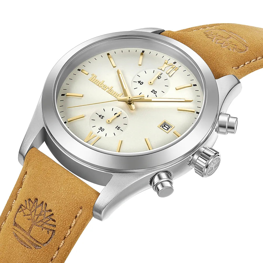 Timberland Ripgorge 44mm stainless steel round case with two chronograph sub-dials