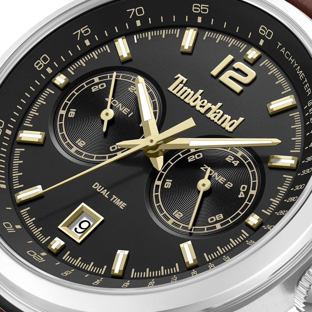 Timberland Northbridge Dual Time Quartz Black Dial Stainless Steel Watch (TDWGF0094402)