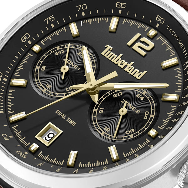 Timberland Northbridge Dual Time Quartz Black Dial Stainless Steel Watch (TDWGF0094402)