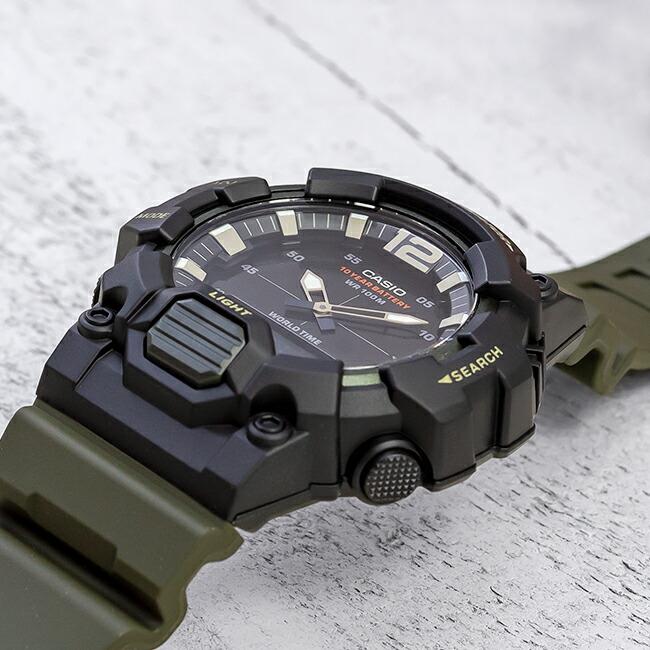 Casio HDC-700-3A Quartz Analog-Digital World Time Black Dial Olive Green Resin Watch (HDC-700-3A)