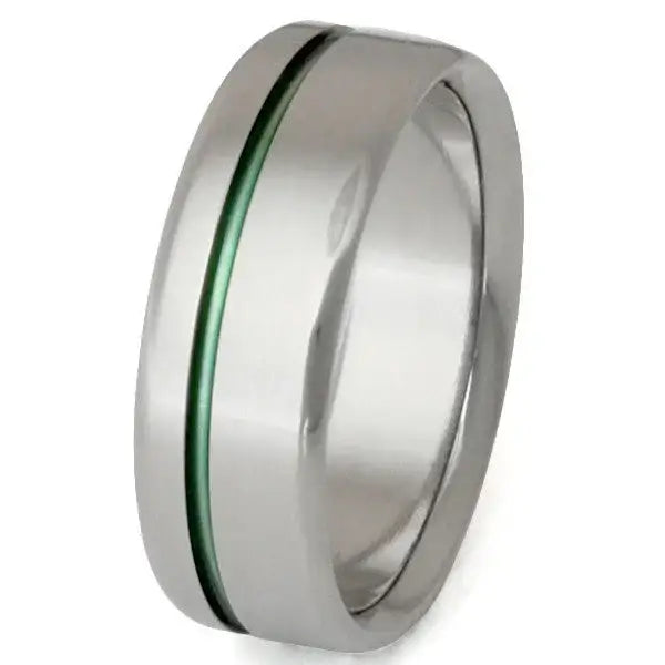 Tungsten grey wedding band with green centre inlay comfort fit ring TU20P Cassim and Co Johannesburg