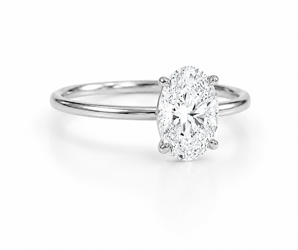 9ct White Gold 2ct Oval Lab Grown Diamond Ring