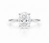 9ct white gold 2ct oval lab grown diamond solitaire engagement ring with four claw setting on white background