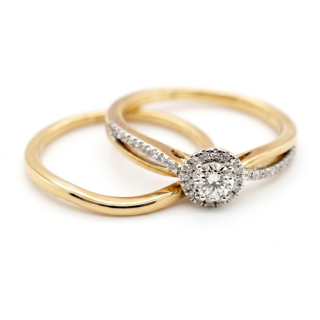 9ct Yellow Gold Infinity Band Diamond Ring 1102190