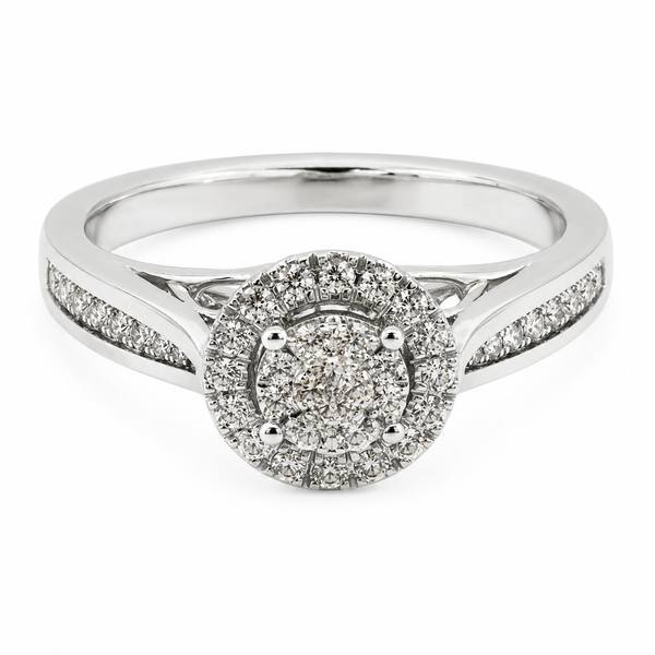 9ct White Gold Cluster Diamond Engagement Ring 1102008