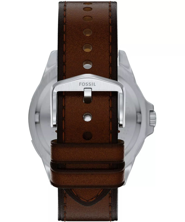 Fossil Garrett Quartz Multifunction Green Dial Brown Leather Watch (FS6147)