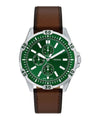 Fossil Garrett Quartz Multifunction Green Dial Brown Leather Watch (FS6147)