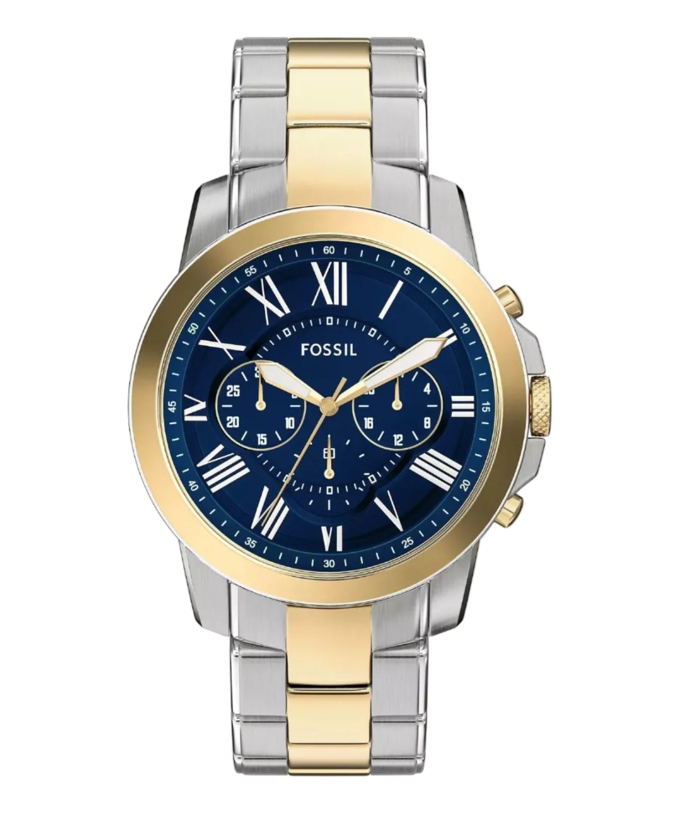 Fossil Grant Chronograph Two-Tone Stainless Steel Blue Dial Watch (FS6132)