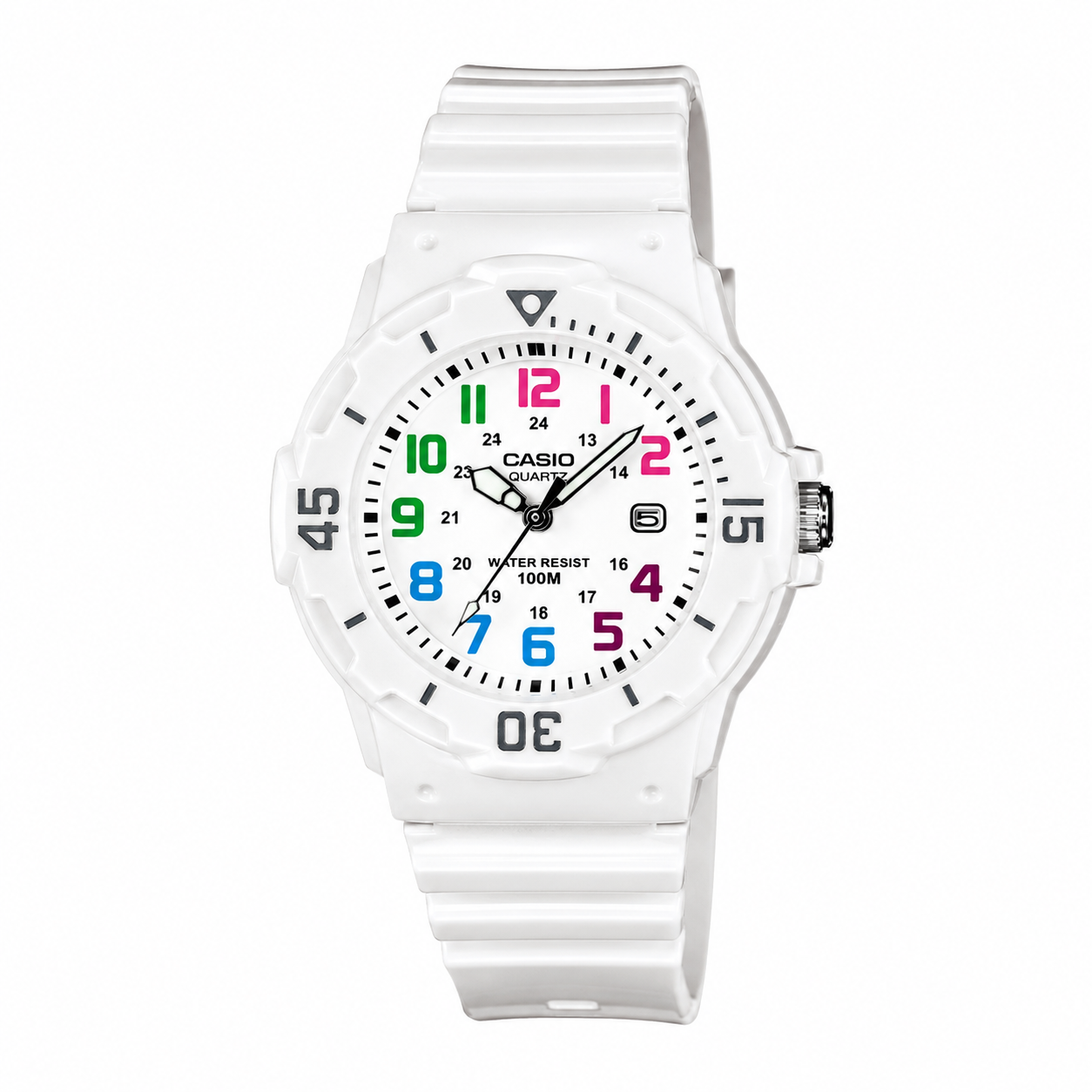 Casio LRW-200H Quartz White Dial Multicolour Indices Resin Diver Watch (LRW-200H-7BV)