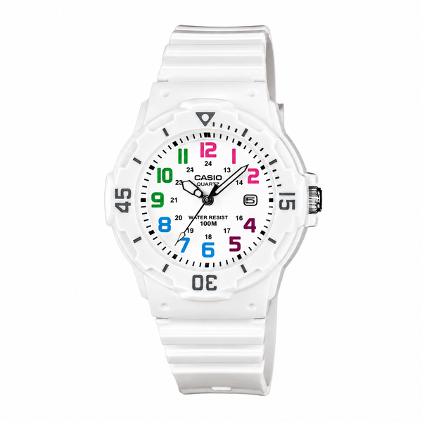 Casio LRW-200H Quartz White Dial Multicolour Indices Resin Diver Watch (LRW-200H-7BV)