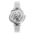 CIGA Design R Series RSEW/SS automatic mechanical skeleton watch with white dial, stainless steel case, and white leather strap for women