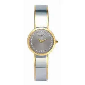 Michel Herbelin M-Band 17056/BT62 two-tone ladies quartz watch with silver sunray dial, spinel stones, yellow gold PVD and stainless steel case and bracelet