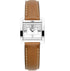 Michel Herbelin 5th Avenue 17137/08GO ladies quartz watch with square stainless steel case, silver sunray dial with Roman numerals, and tan leather strap