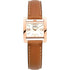 Michel Herbelin Fifth Avenue 17137/PR11GO rose gold PVD square case white dial tan leather strap women's quartz watch