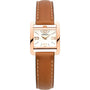 Michel Herbelin Fifth Avenue 17137/PR11GO rose gold PVD square case white dial tan leather strap women's quartz watch