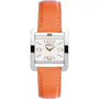 Michel Herbelin 5th Avenue 17137/TR11OR ladies quartz watch with square stainless steel case, white dial, rose gold numerals, and orange leather strap