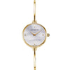 Front / hero: “Michel Herbelin FIL 17206/BP19 — front view mother-of-pearl dial, 26mm yellow-gold PVD case and bangle bracelet.”