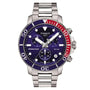 Tissot Seastar 1000 chronograph front view showing blue dial and three sub-dials