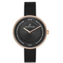 Daniel Klein DK.1.12773-6 ladies quartz watch black dial rose gold case crystal embellishments black mesh bracelet