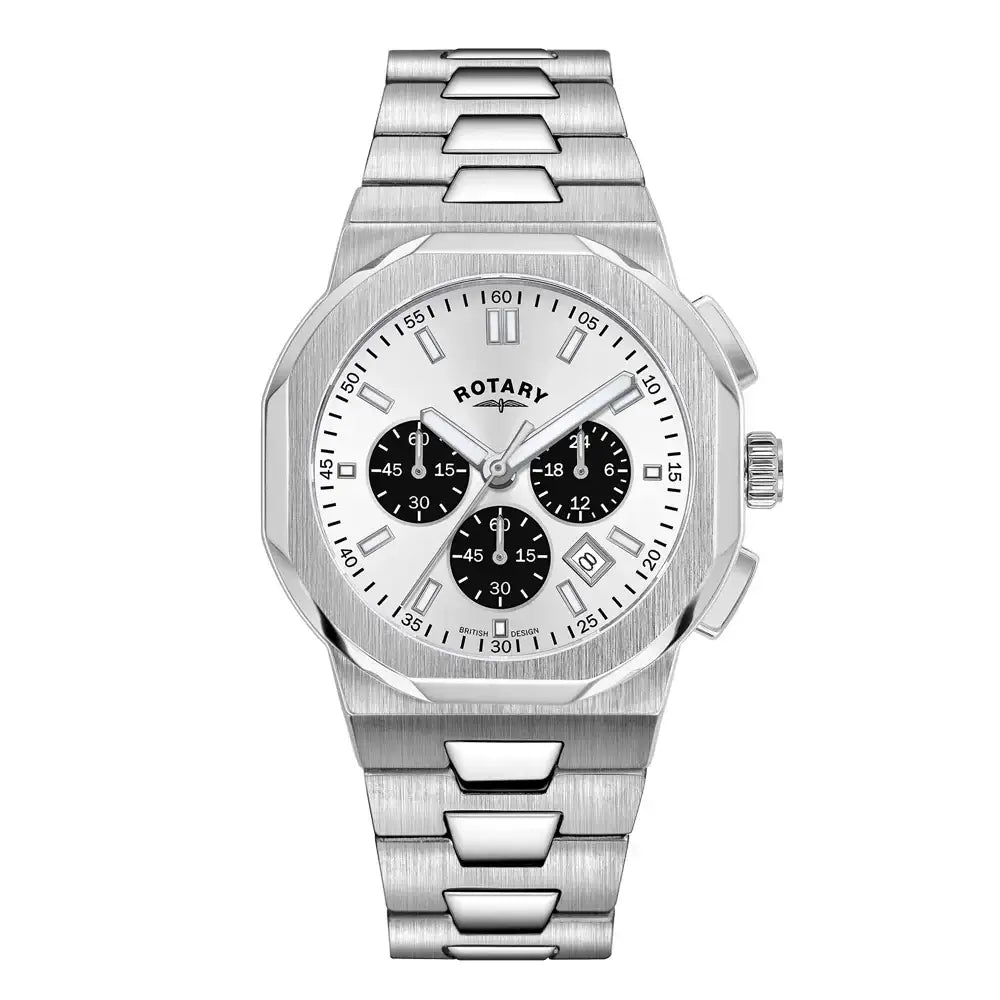 Rotary Regent GB05450/59 chronograph watch with silver sunray dial and stainless steel bracelet