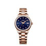 Rotary Oxford LB05096/05 ladies quartz watch with blue diamond dial and rose gold PVD stainless steel bracelet