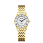 Rotary Ultra Slim LB08303/01 ladies watch with white Roman numeral dial and yellow gold PVD stainless steel case and bracelet