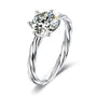 1.00ct round moissanite solitaire engagement ring in sterling silver with twisted rope band by Cassim and Co Johannesburg