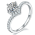 Sterling silver moissanite engagement ring with round brilliant centre stone and pavé band by Cassim & Co Johannesburg