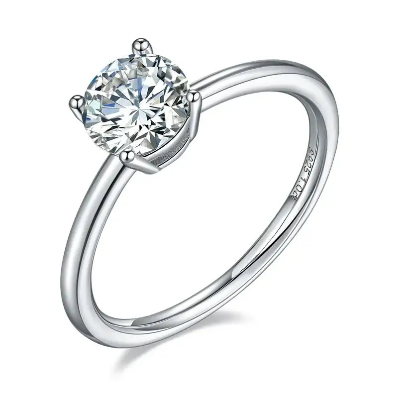 1.00ct round brilliant moissanite 4-claw solitaire engagement ring in sterling silver by Cassim & Co Johannesburg