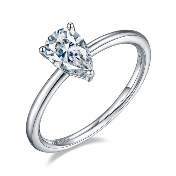 Pear-Shaped Solitare Moissanite Ring.
