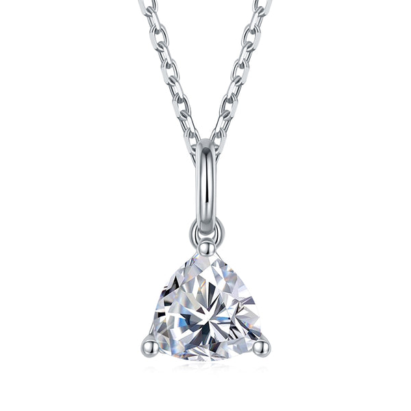 Trillion Cut Solitare Moissanite Necklace.