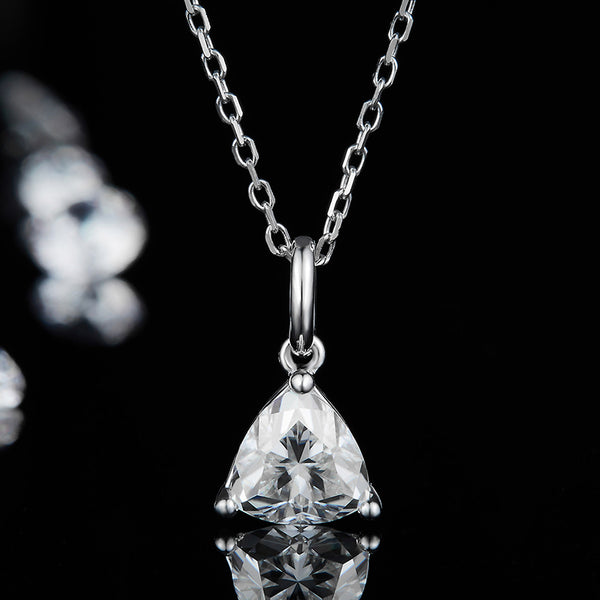 Trillion Cut Solitare Moissanite Necklace.