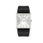 Police Derwize PL16024MS04 square stainless steel quartz watch with silver sunburst dial and black leather strap