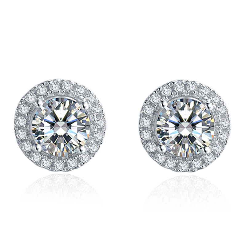 Round Cut Moissanite Stud Earrings.