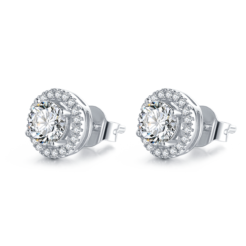 Round Cut Moissanite Stud Earrings.