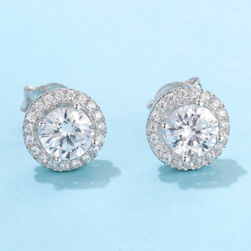 Round Cut Moissanite Stud Earrings.