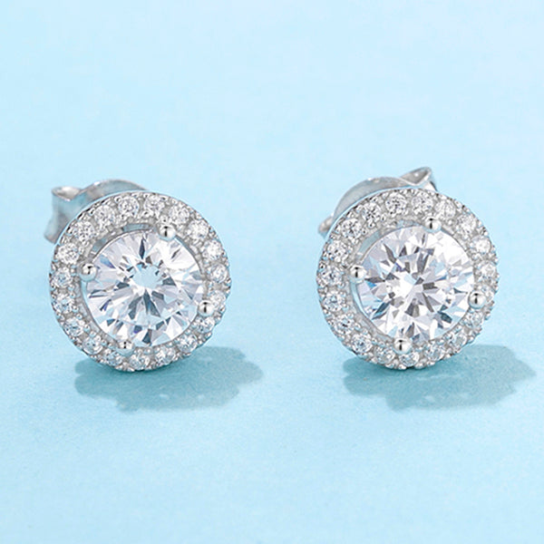 Round Cut Moissanite Stud Earrings.