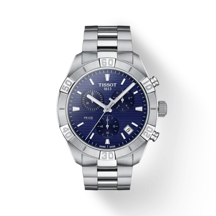 Tissot PR 100 Sport Gent Chronograph blue dial stainless steel Swiss quartz watch T1016171104100