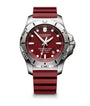 Victorinox I.N.O.X. Professional Diver 241736 red dial 45mm stainless steel dive watch with burgundy rubber strap and rotating bezel