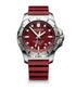Victorinox I.N.O.X. Professional Diver 241736 red dial 45mm stainless steel dive watch with burgundy rubber strap and rotating bezel