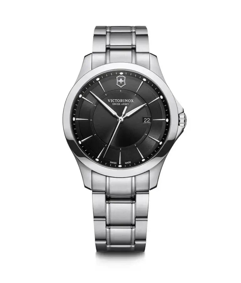 Victorinox Alliance 241909 black dial stainless steel bracelet watch 40mm quartz movement