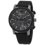 Emporio Armani Luigi AR11409 quartz chronograph watch with black dial, 46mm black ion-plated case, and black nylon strap