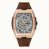 Ingersoll The Challenger I12303 rose gold skeleton automatic watch with brown leather strap and tonneau case