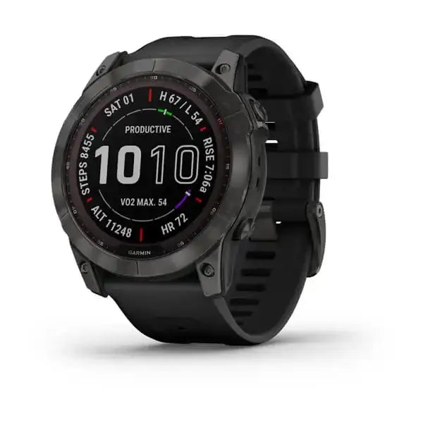 Garmin Fenix 7X-Sapphire Solar Edition Carbon Grey DLC Titanium with Black Band. - Cassim & Co South Africa