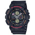Casio G-Shock GA-140-1A4DR analog-digital quartz watch with black resin case and red accents on white background